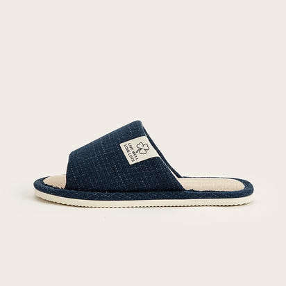 Men's Linen Slippers Breathable Open-Toe Non-Slip House Shoes, Lightweight & Quiet Slides for All Seasons, Guest Indoor Slippers