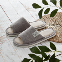 Men's Linen Slippers Breathable Open-Toe Non-Slip House Shoes, Lightweight & Quiet Slides for All Seasons, Guest Indoor Slippers