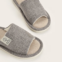 Men's Linen Slippers Breathable Open-Toe Non-Slip House Shoes, Lightweight & Quiet Slides for All Seasons, Guest Indoor Slippers