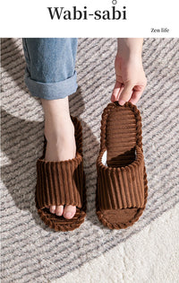 Men's open Toed Slippers Autumn and Winter Indoor Anti slip Breathable Bedroom Silent Couple's home Shoes for Srping and Autunm