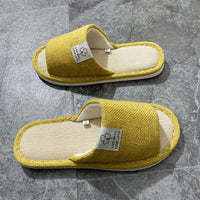 Men's Linen Slippers Breathable Open-Toe Non-Slip House Shoes, Lightweight & Quiet Slides for All Seasons, Guest Indoor Slippers