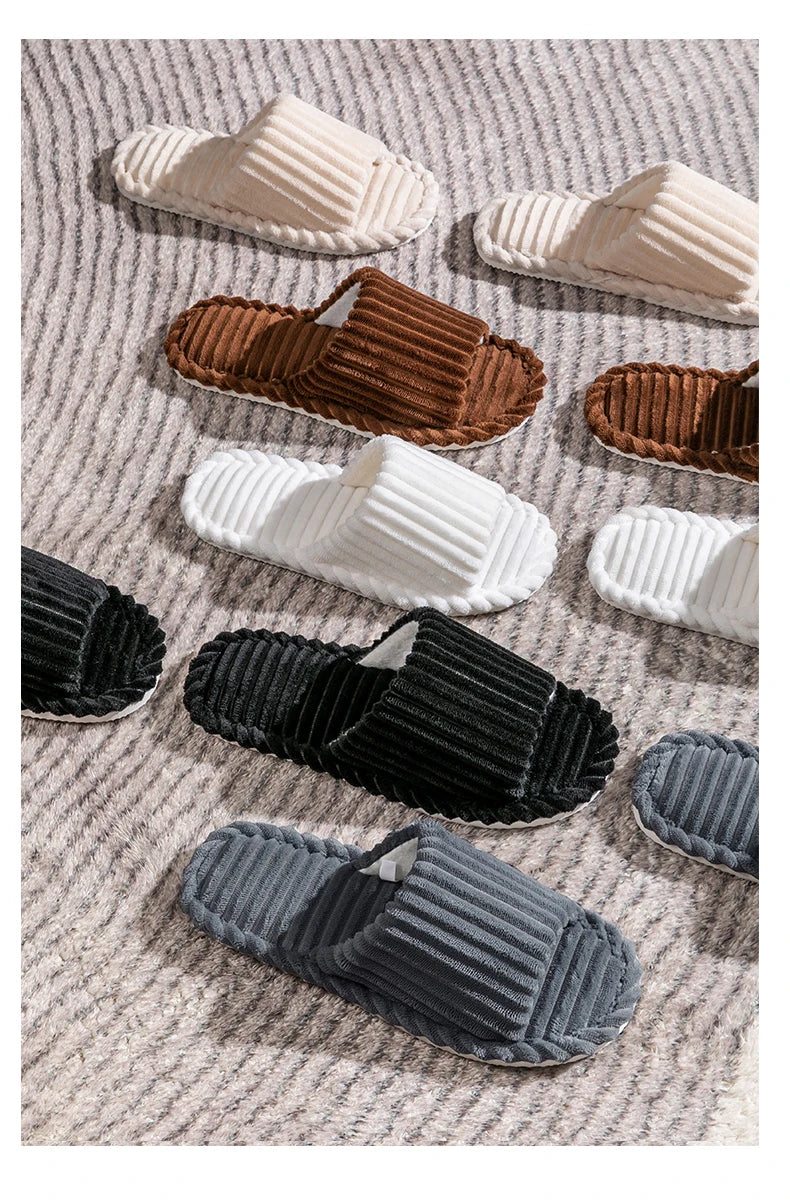 Men's open Toed Slippers Autumn and Winter Indoor Anti slip Breathable Bedroom Silent Couple's home Shoes for Srping and Autunm