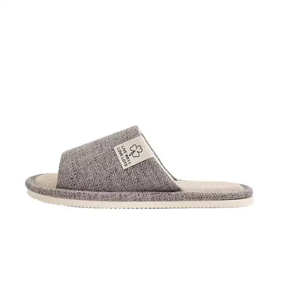 Men's Linen Slippers Breathable Open-Toe Non-Slip House Shoes, Lightweight & Quiet Slides for All Seasons, Guest Indoor Slippers
