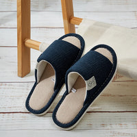 Men's Linen Slippers Breathable Open-Toe Non-Slip House Shoes, Lightweight & Quiet Slides for All Seasons, Guest Indoor Slippers
