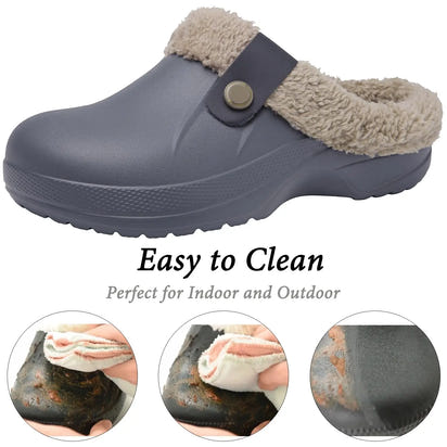 Asgard Winter Fur Furry Slippers For Men Outdoor Fashion Waterproof Plush Cotton Slippers Indoor Warm Cozy Non-slip Home Shoes