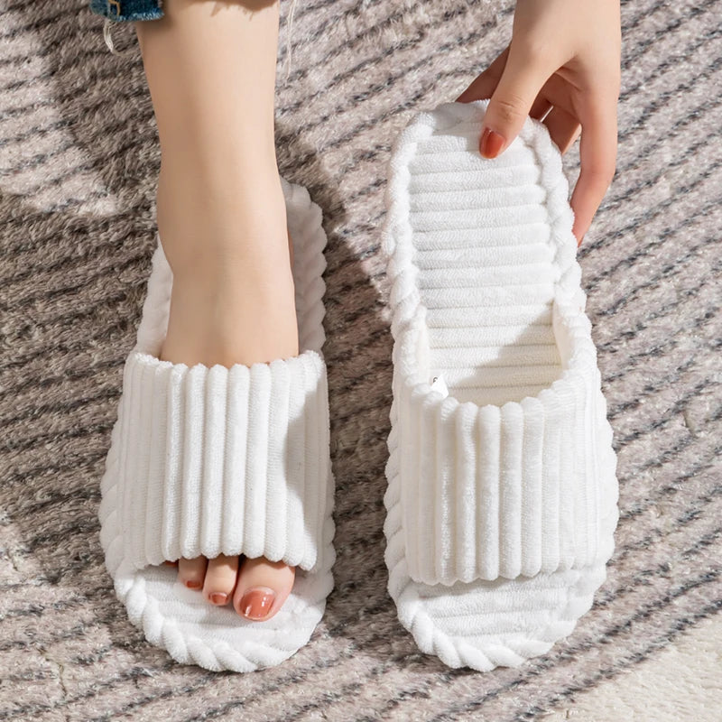 Men's open Toed Slippers Autumn and Winter Indoor Anti slip Breathable Bedroom Silent Couple's home Shoes for Srping and Autunm