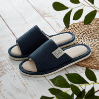 Men's Linen Slippers Breathable Open-Toe Non-Slip House Shoes, Lightweight & Quiet Slides for All Seasons, Guest Indoor Slippers