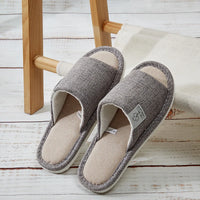 Men's Linen Slippers Breathable Open-Toe Non-Slip House Shoes, Lightweight & Quiet Slides for All Seasons, Guest Indoor Slippers