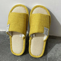 Men's Linen Slippers Breathable Open-Toe Non-Slip House Shoes, Lightweight & Quiet Slides for All Seasons, Guest Indoor Slippers